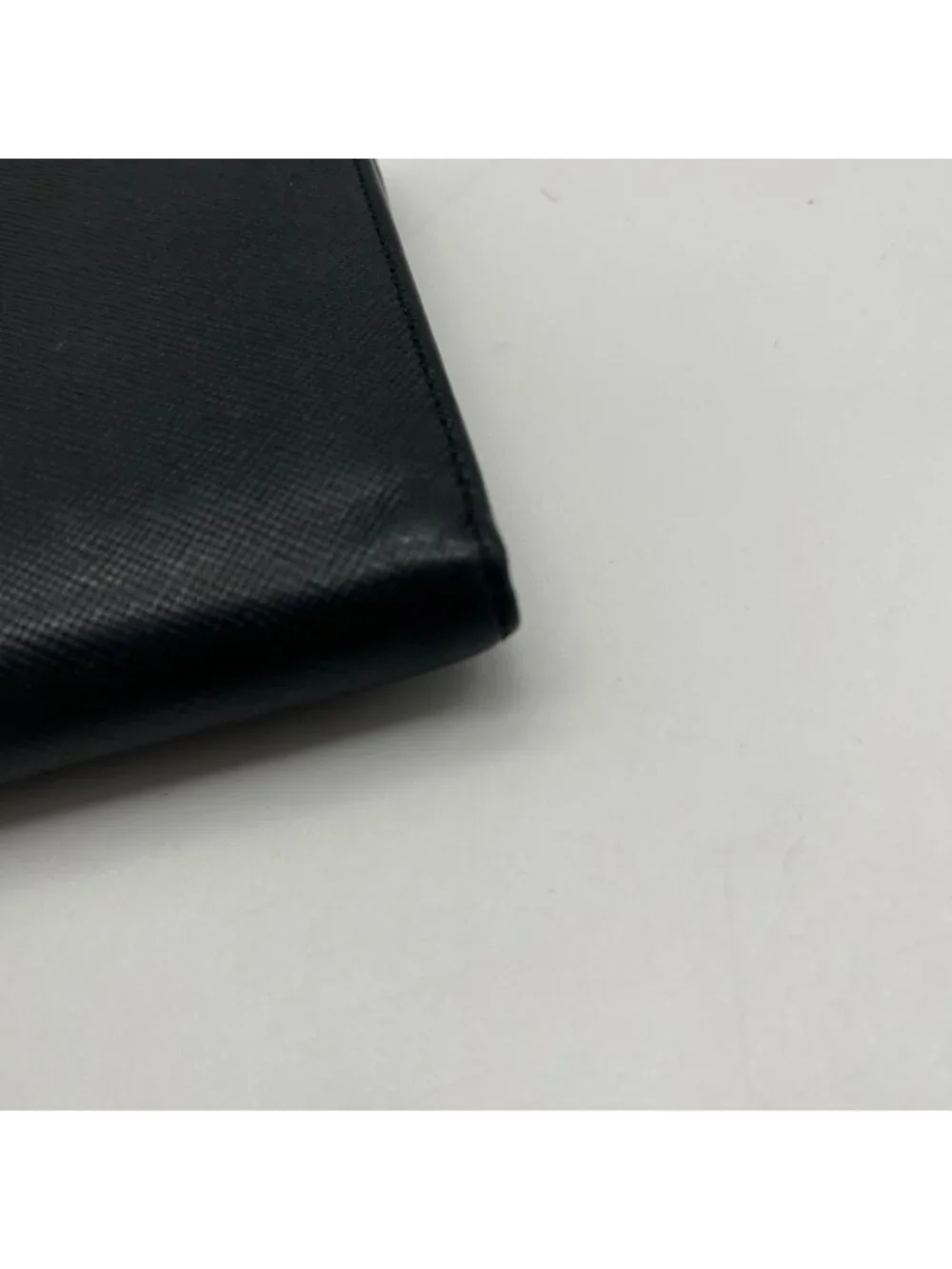Prada Saffiano Black Leather Flap Wallet